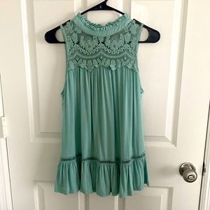 Lace Flowy Sage Tank Top